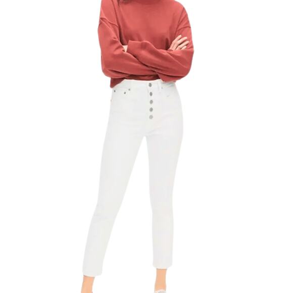 Gap Women's Summer Jeans Slim Stretch White High Rise plus size 16 33 NWT Ankle - Picture 1 of 7